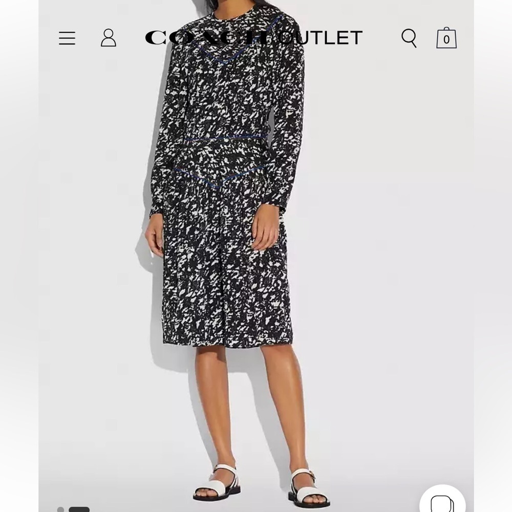 NEW COACH 1941 Black & White Yoke Long Sleeve Dress size 0